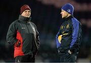 28 December 2013; Ulster head coach Mark Anscombe in conversation with Leinster senior strength & conditioning coach Johnny Claxton. Celtic League 2013/14, Round 11. Leinster v Ulster, RDS, Ballsbridge, Dublin. Picture credit: Stephen McCarthy / SPORTSFILE