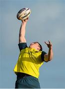 30 December 2013; Munster's Tommy O'Donnell wins possession in a lineout during squad training ahead of their Celtic League game against Ulster on Friday. Munster Rugby Squad Training, University of Limerick, Limerick. Picture credit: Diarmuid Greene / SPORTSFILE