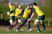 30 December 2013; Munster's BJ Botha, Felix Jones, Barry O'Mahony and Ian Nagle in action during squad training ahead of their Celtic League game against Ulster on Friday. Munster Rugby Squad Training, University of Limerick, Limerick. Picture credit: Diarmuid Greene / SPORTSFILE