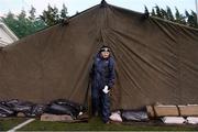 31 December 2013; Dublin hurling manager Anthony Daly leaves the temporary physiotherapy tent before the game. Annual Hurling Challenge 2014, Dublin v Dublin Blue Stars, Round Towers GAA Club, Clondalkin, Dublin. Picture credit: David Maher / SPORTSFILE