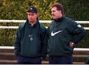 2 February 1999; Ireland's Andy Ward, left, who did not take part in training next to Donal Lenihan, Ireland Manager. Ireland Rugby Squad Training, Dr Hickey Park, Greystones, Co. Wicklow. Picture credit: Brendan Moran / SPORTSFILE