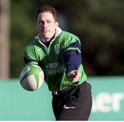 1 February 1999; Ireland out-half, David Humphreys. Ireland Rugby Squad Training, Dr. Hickey Park, Greystones RFC, Wicklow. Picture credit: Matt Browne / SPORTSFILE