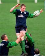 2 February 1999; Ireland's Eric Miller knocks down the ball during lineout practice. Ireland Rugby Squad Training, Dr Hickey Park, Greystones, Co. Wicklow. Picture credit: Brendan Moran / SPORTSFILE
