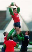 19 January 1999; Ireland's Dion O'Cuinneagain takes the ball in the lineout with help from Victor Costello, left, and Jeremy Davidson. Ireland Rugby Squad Training, The Sportsground, Galway. Picture credit: Matt Browne / SPORTSFILE