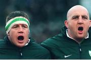 6 February 1999; Ireland’s Paul Wallace, left, and Keith Wood sing &quot;Ireland's Call&quot; before the game. Five Nations Rugby Championship, Ireland v France, Lansdowne Road, Dublin. Picture credit: Matt Browne / SPORTSFILE