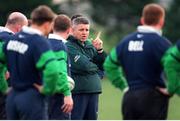 2 February 1999; Ireland rugby coach Warren Gatland has a few words with his players. Ireland Rugby Squad Training, Dr Hickey Park, Greystones, Co. Wicklow. Picture credit: Brendan Moran / SPORTSFILE