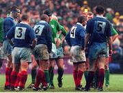 6 February 1999; Referee, Peter Marshall shows the yellow card to Philippe Bernat-Salles (14), France.  Five Nations Rugby Championship, Ireland v France, Lansdowne Road, Dublin. Picture credit: Matt Browne / SPORTSFILE