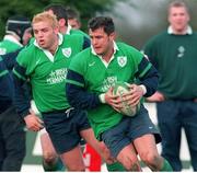16 February 1999; Ireland's Dion O'Cuinneagáin, right, and Rob Henderson. Ireland Rugby Squad Training, Westmanstown, Co. Dublin. Picture credit: Matt Browne / SPORTSFILE
