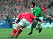 20 February 1999; Andy Ward, Ireland, runs into the challenge of Craig Quinnell, Wales. Five Nations Rugby International, Ireland v Wales, Wembley Stadium, London, England. Picture credit: Matt Browne / SPORTSFILE