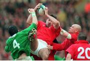 20 February 1999; Chris Wyatt, Wales, in action against Paddy Johns, Ireland. Five Nations Rugby Championship, Ireland v Wales, Wembley Stadium, London, England. Picture credit: Brendan Moran / SPORTSFILE