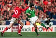 20 February 1999; Conor O'Shea, Ireland, under pressure from Neil Jenkins, Wales. Five Nations Rugby Championship, Ireland v Wales, Wembley Stadium, London, England. Picture credit: Brendan Moran / SPORTSFILE