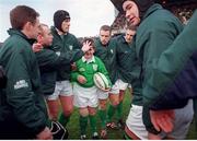 6 March 1999; 12 year old Alastair Hall a victim of the Omagh bombing with members of the Ireland rugby team.  Five Nations Rugby Championship, Ireland v England, Lansdowne Road, Dublin. Picture credit: Brendan Moran / SPORTSFILE