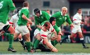 6 March 1999; Lawrence Dallaglio, England, in action against Andy Ward, Ireland. Five Nations Rugby Championship, Ireland v England, Lansdowne Road, Dublin. Picture credit: Brendan Moran / SPORTSFILE
