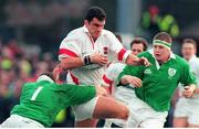 6 March 1999; Martin Johnson, England, in action against Peter Clohessy, Ireland. Five Nations Rugby Championship, Ireland v England, Lansdowne Road, Dublin. Picture credit: Brendan Moran / SPORTSFILE