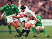 6 March 1999; Neil Back, England, in action against Conor O'Shea, Ireland. Five Nations Rugby Championship, Ireland v England, Lansdowne Road, Dublin. Picture credit: Brendan Moran / SPORTSFILE