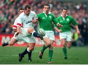 6 March 1999; Richard Hill, England, in action against Conor O'Shea, Ireland. Five Nations Rugby Championship, Ireland v England, Lansdowne Road, Dublin. Picture credit: Brendan Moran / SPORTSFILE