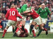 20 February 1999; Victor Costello, Ireland, is tackled by Colin Charvis, Wales. Five Nations Rugby Championship, Ireland v Wales, Wembley Stadium, London, England. Picture credit: Matt Browne / SPORTSFILE