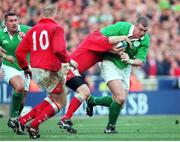 20 February 1999; Victor Costello, Ireland, is tackled by Martyn Williams, Wales. Five Nations Rugby Championship, Ireland v Wales, Wembley Stadium, London, England. Picture credit: Brendan Moran / SPORTSFILE