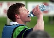 7 April 1999; Ireland's Brian O'Driscoll, who is a substitute against Italy on Saturday, takes a break during training. Ireland Rugby Squad Training, Greystones RFC, Co. Wicklow. Picture credit: Brendan Moran / SPORTSFILE