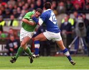 10 April 1999; Girvan Dempsey, Ireland, in action against Luca Martin, Italy. International rugby friendly, Ireland v Italy, Lansdowne Road, Dublin. Picture credit: Matt Browne / SPORTSFILE