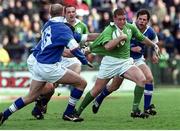 10 April 1999; Ciaran Scally, Ireland, in action against Orazio Arancio and Javier Roselli, no.15, Italy. International rugby friendly, Ireland v Italy, Lansdowne Road, Dublin. Picture credit: Matt Browne / SPORTSFILE