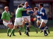 10 April 1999; Mark Giacheri, Italy, is tackled by Eric Elwood, Ireland. International rugby friendly, Ireland v Italy, Lansdowne Road, Dublin. Picture credit: Brendan Moran / SPORTSFILE