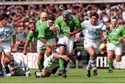 28 August 1999; Andy Ward, Ireland, is tackled by Carlos Lobbe, Argentina. Rugby International, Ireland v Argentina, Lansdowne Road, Dublin. Picture credit: David Maher / SPORTSFILE