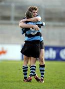 26 March 2005; Fiach O'Loughlin (9) and Fionn McLoughlin, Shannon, celebrate after victory over Clontarf. AIB All Ireland League 2004-2005, Division 1, Shannon v Clontarf, Thomond Park, Limerick. Picture credit; Kieran Clancy / SPORTSFILE