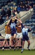 27 March 2005; Kilkenny's Richie Mullally, left, and DereK Lyng, in action against David Curtin and Carl Meehan, right, Dublin. Allianz National Hurling League, Division 1A, Dublin v Kilkenny, Parnell Park, Dublin. Picture credit; Brian Lawless / SPORTSFILE