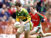 27 March 2005; Eoin Brosnan, Kerry, in action against Keith Higgins, Mayo. Allianz National Football League, Division 1A, Mayo v Kerry, McHale Park, Castlebar, Co. Mayo. Picture credit; Pat Murphy / SPORTSFILE
