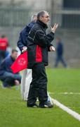 27 March 2005; Mickey Harte, Tyrone manager, issues instructions during the game. Allianz National Football League, Division 1A, Westmeath v Tyrone, Cusack Park, Mullingar, Co. Westmeath. Picture credit; Oliver McVeigh / SPORTSFILE