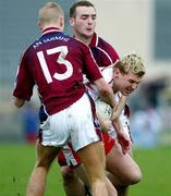 27 March 2005; Owen Mulligan, Tyrone, in action against Denis Glennon, 13 and James Davitt, Westmeath. Allianz National Football League, Division 1A, Westmeath v Tyrone, Cusack Park, Mullingar, Co. Westmeath. Picture credit; Oliver McVeigh / SPORTSFILE