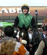 28 March 2005; Numbersixvalverde with Ruby Walsh up enters the winners enclosure ring after winning the Powers Gold Label Grand National Steeplechase. Fairyhouse Racecourse, Co. Meath. Picture credit; Damien Eagers / SPORTSFILE