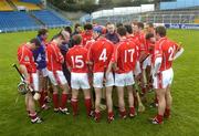 27 March 2005; The Cork squad listen to manager John Allen after the match. Allianz National Hurling League, Division 1B, Tipperary v Cork, Semple Stadium, Thurles, Co. Tipperary. Picture credit; Damien Eagers / SPORTSFILE