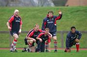 29 March 2005; Munster players, from left, John Hayes, Paul O'Connell, Anthony Horgan, Marcus Horan and Brian Lima during Munster rugby squad training. University of Limerick, Limerick. Picture credit; Kieran Clancy / SPORTSFILE