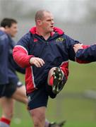 29 March 2005; Gordon McIlwham in action during Munster rugby squad training. University of Limerick, Limerick. Picture credit; Kieran Clancy / SPORTSFILE