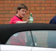 29 March 2005; Ronan O'Gara leaves after Munster rugby squad training. University of Limerick, Limerick. Picture credit; Kieran Clancy / SPORTSFILE