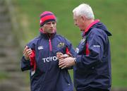 29 March 2005; Paul Burke speaks with coach Alan Gaffney during Munster rugby squad training. University of Limerick, Limerick. Picture credit; Kieran Clancy / SPORTSFILE