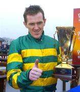 29 March 2005;  Victorious Jockey Tony McCoy celebrates after winning the Powers Gold Cup on Like a Butterfly. Fairyhouse Racecourse, Co. Meath. Picture credit; Damien Eagers / SPORTSFILE