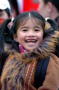 29 March 2005; Tanna, aged 7 from China, supports her team before the start of the game. International Friendly, Republic of Ireland v China, Lansdowne Road, Dublin Picture credit; David Maher / SPORTSFILE
