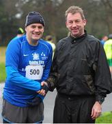 1 January 2014; Lord Mayor of Dublin Oisín Quinn with former Lord Mayor Naoise Ó Muirí, left, before the start of the 2014 Tom Brennan Memorial Trophy 5K Road Race. Phoenix Park, Dublin. Picture credit: Tomás Greally / SPORTSFILE