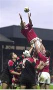 28 November 1999; Alan Quinlan, Munster, wins a lineout. Heineken European Cup, Saracens v Munster, Vicarage Road, Watford, London, England. Picture credit: Brendan Moran / SPORTSFILE