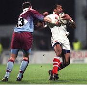 20 November 1999; Spencer Bromley, Ulster, in action against James McLaren, Bourgoin. Heineken European Cup, Bourgoin v Ulster, Stade Pierre Rajon, Bourgoin, France. Picture credit: Matt Browne / SPORTSFILE