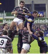 19 November 1999; John Welborn, Leicester, wins a line out. Heineken European Cup, Leinster v Leicester, Donnybrook, Dublin. Picture credit: Ray McManus / SPORTSFILE