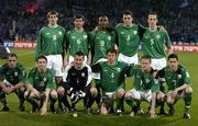 26 March 2005; Republic of Ireland team before the start of the game, back row left to right, Kevin Kilbane, Roy Keane, Clinton Morrison, John O'Shea, Andy O'Brien, front row left to right, Stephen Carr, Robbie Keane, Shay Given, Kenny Cunningham, Damien Duff and Steve Finnan. FIFA 2006 World Cup Qualifier, Israel v Republic of Ireland, Ramat-Gan Stadium, Tel Aviv, Israel. Picture credit; David Maher / SPORTSFILE