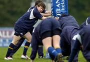 30 March 2005; Leinster centre Gordon D'Arcy does some warm-up exercises during Leinster Rugby squad training. Old Belvedere, Anglesea Road, Dublin. Picture credit; Brendan Moran / SPORTSFILE