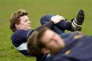 30 March 2005; Leinster centre Brian O'Driscoll does some warm-up exercises during Leinster Rugby squad training. Old Belvedere, Anglesea Road, Dublin. Picture credit; Brendan Moran / SPORTSFILE