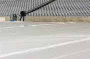 31 March 2005; Work in progress during the pitch enhancement programme at Croke Park, Dublin. Picture credit; Brian Lawless / SPORTSFILE