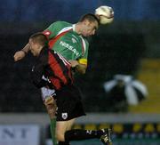 31 March 2005; Dan Murray, Cork City, in action against Longford Town's Shane Barrett. eircom league Premier Division, Longford Town v Cork City, Flancare Park, Longford. Picture credit; Pat Murphy / SPORTSFILE
