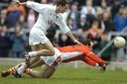 27 March 2005; Malachy Mackin, Armagh, in action against Mick Wright, Kildare. Allianz National Football League, Division 1B, Armagh v Kildare, St. Oliver Plunkett Park, Crossmaglen, Co. Armagh. Picture credit; Brendan Moran / SPORTSFILE